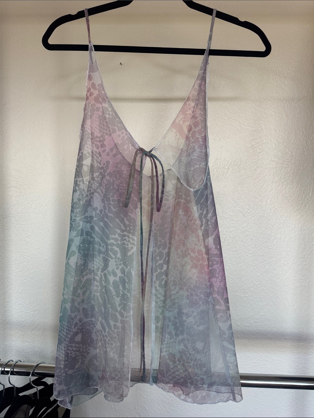 Sheer Tie-Front Women’s Swim Cover-Up in Pastel Multi